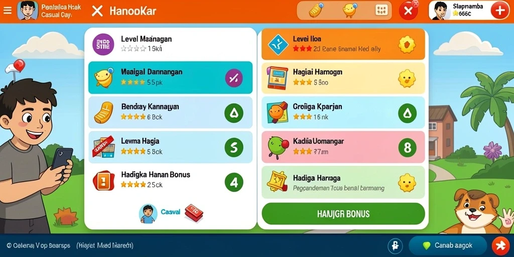 Tangkapan layar dengan karakter utama dalam aksi.